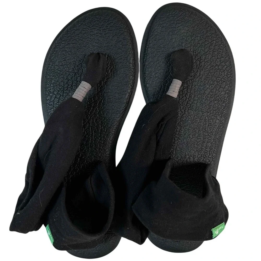 Sanuk Yoga Sling 2 Black Fabric Thong Sandals SWS10001 Womens Size 7